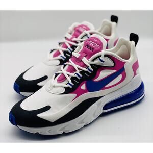 NEW Nike Air Max 270 React Summit White Fuchsia Blue CI3899-100 Women's Size 8.5